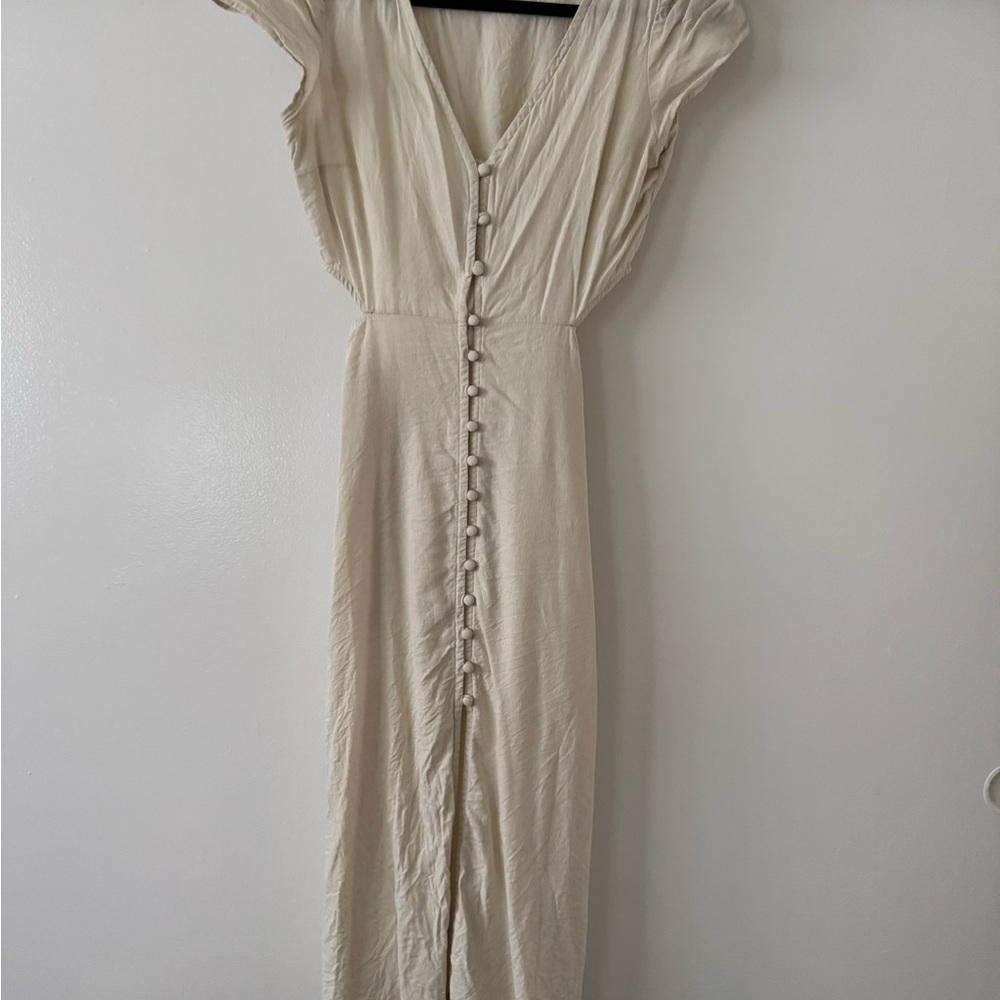 Elegant Cream Button-Down Dress